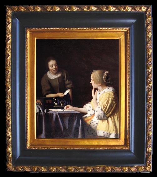 framed  Johannes Vermeer Mistress and maid, Ta059